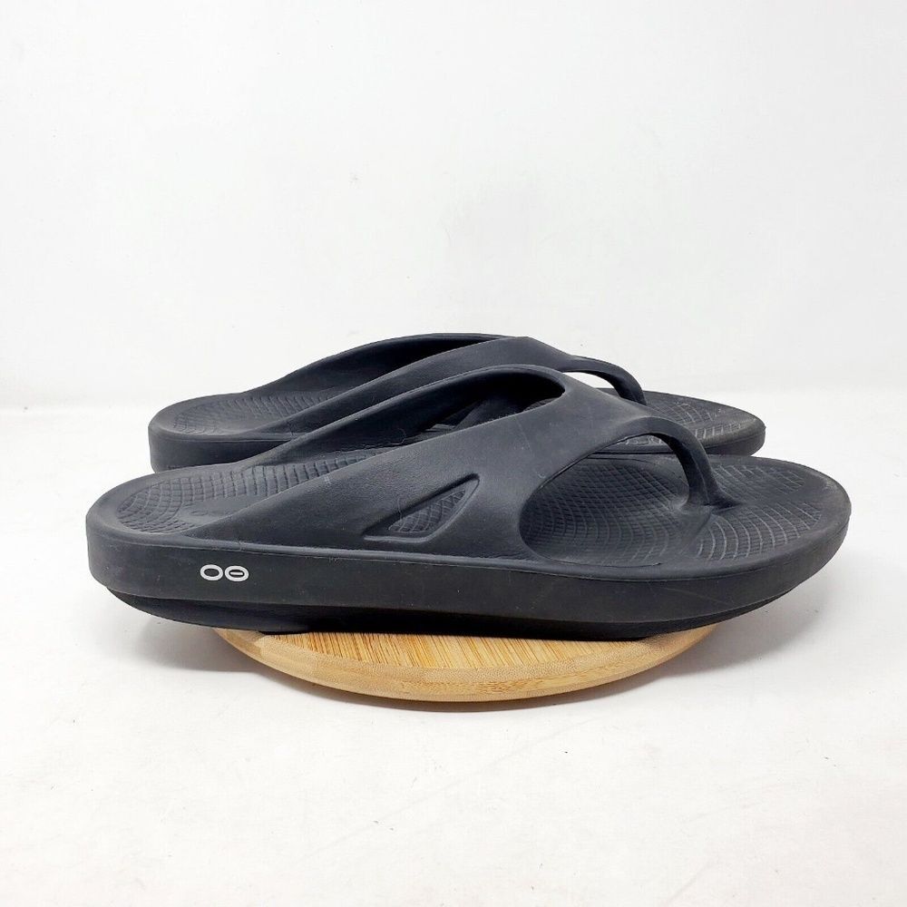 Oofos Ooriginal Men 14 Black Thong Flip Flop Recovery Sport Slip-On Shoe